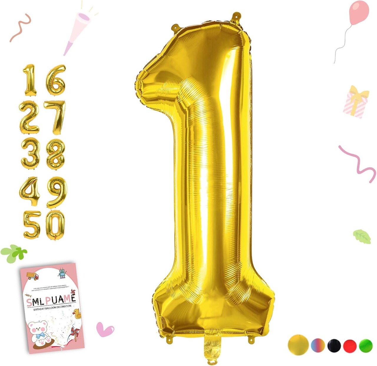 40 Inch Gold Number Balloon 0-9 – Large Helium Foil Number Balloons for Birthday, Wedding, Anniversary & Party Decorations (Gold Balloon)